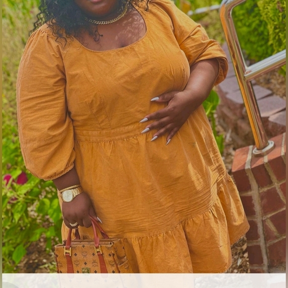 Dress- Plus Size Balloon 3/4 Sleeve A-Line Dress - Ava & Viv - Picture 3 of 10